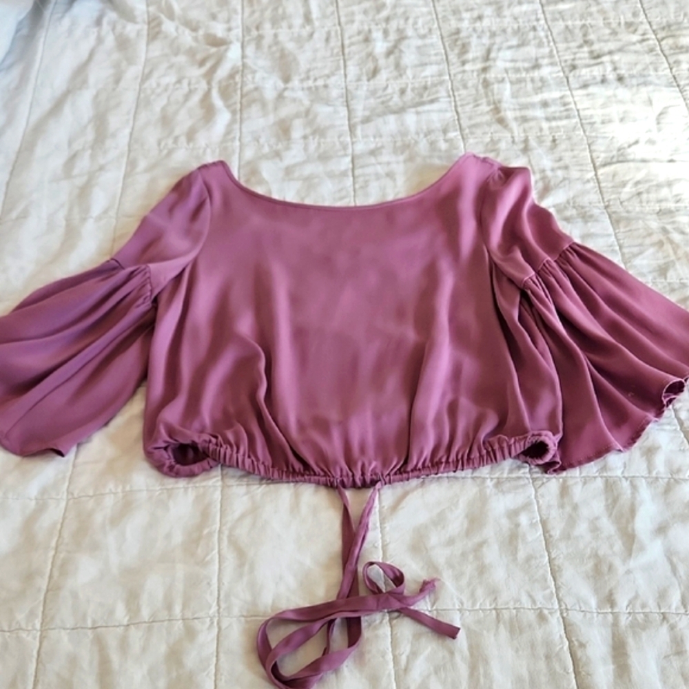 Milly Mauve Pink Tie Front Blouse Size Small